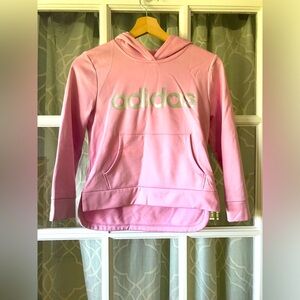 Adidas size M 10-12 years pink polyester hoodie sweatshirt in VGUC one tiny flaw
